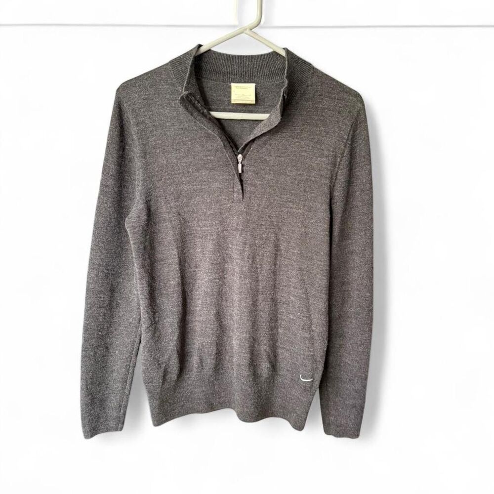 Nike Golf Tour Performance 50% Merino Wool Blend 1/4 Zip Pullover Gray Size L